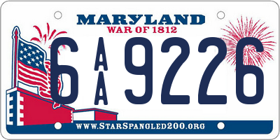 MD license plate 6AA9226