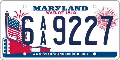 MD license plate 6AA9227