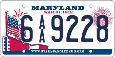 MD license plate 6AA9228