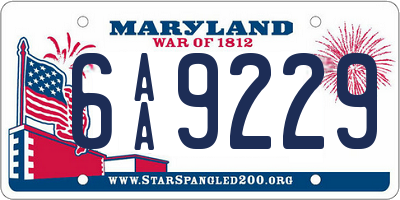 MD license plate 6AA9229