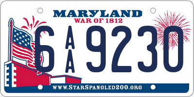 MD license plate 6AA9230