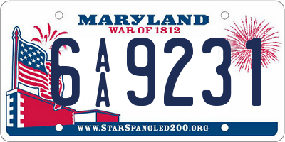 MD license plate 6AA9231