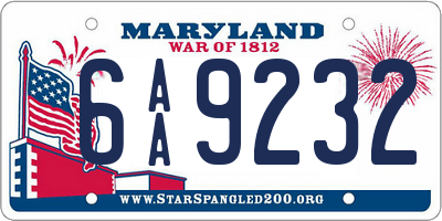 MD license plate 6AA9232