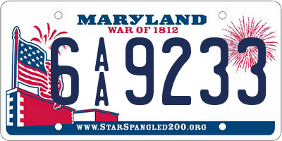 MD license plate 6AA9233