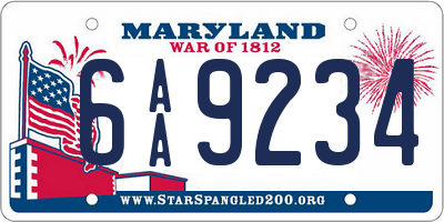 MD license plate 6AA9234