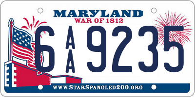 MD license plate 6AA9235