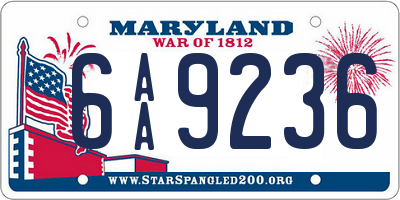 MD license plate 6AA9236