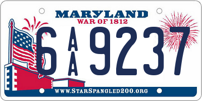 MD license plate 6AA9237