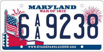 MD license plate 6AA9238