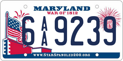 MD license plate 6AA9239