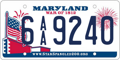 MD license plate 6AA9240