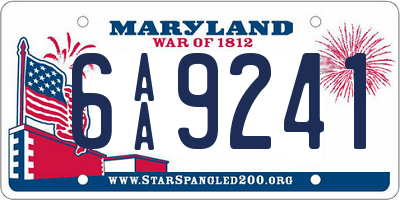 MD license plate 6AA9241