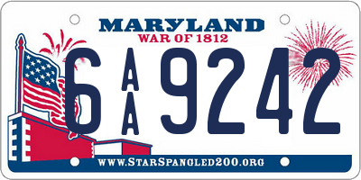 MD license plate 6AA9242