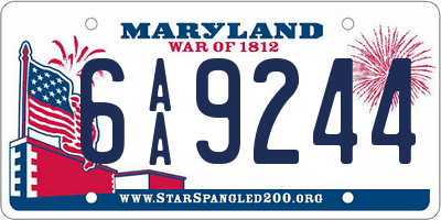 MD license plate 6AA9244