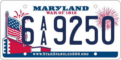 MD license plate 6AA9250