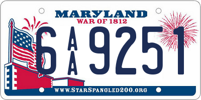 MD license plate 6AA9251