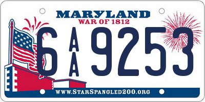 MD license plate 6AA9253