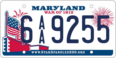 MD license plate 6AA9255