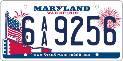 MD license plate 6AA9256