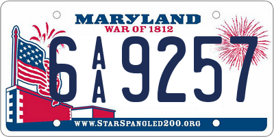 MD license plate 6AA9257