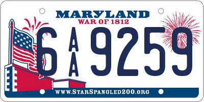 MD license plate 6AA9259