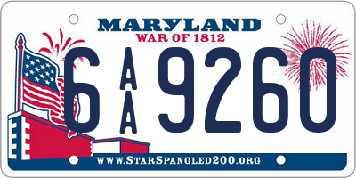 MD license plate 6AA9260