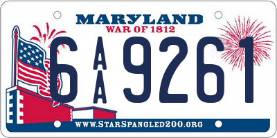 MD license plate 6AA9261