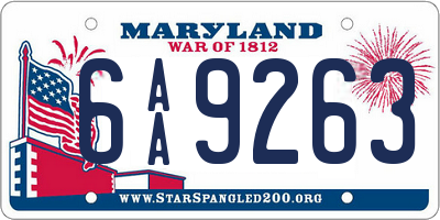 MD license plate 6AA9263