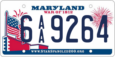 MD license plate 6AA9264