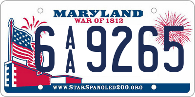 MD license plate 6AA9265