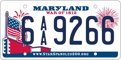 MD license plate 6AA9266