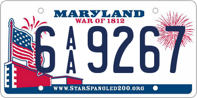 MD license plate 6AA9267