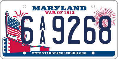 MD license plate 6AA9268