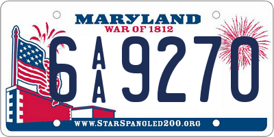 MD license plate 6AA9270