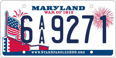 MD license plate 6AA9271