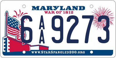 MD license plate 6AA9273