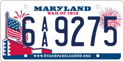 MD license plate 6AA9275