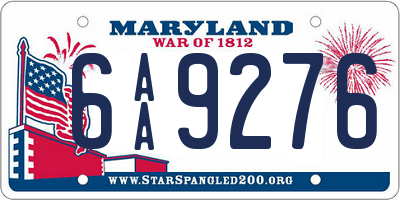 MD license plate 6AA9276