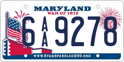 MD license plate 6AA9278