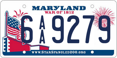 MD license plate 6AA9279