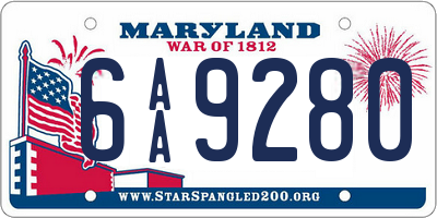 MD license plate 6AA9280