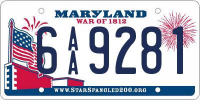 MD license plate 6AA9281