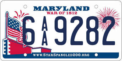 MD license plate 6AA9282