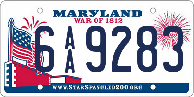 MD license plate 6AA9283