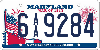 MD license plate 6AA9284