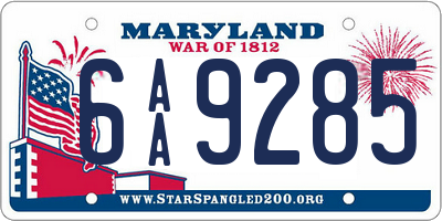 MD license plate 6AA9285