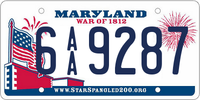 MD license plate 6AA9287