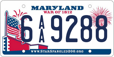 MD license plate 6AA9288