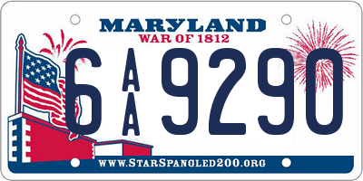 MD license plate 6AA9290