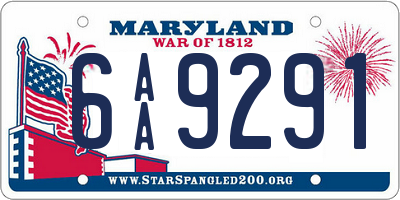 MD license plate 6AA9291